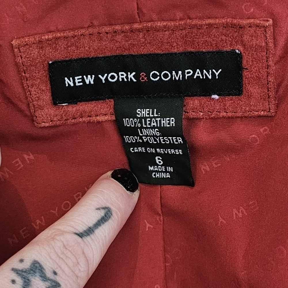 NEW YORK & COMPANY (STYLE.CN040071) GENUINE LEATHER SUEDE SINGLE BREASTE… - Picture 14 of 16